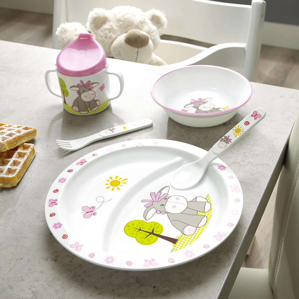KINDERTELLER  - Weiss/Rosa, Trend, Kunststoff (21,5/1,8cm) - My Baby Lou