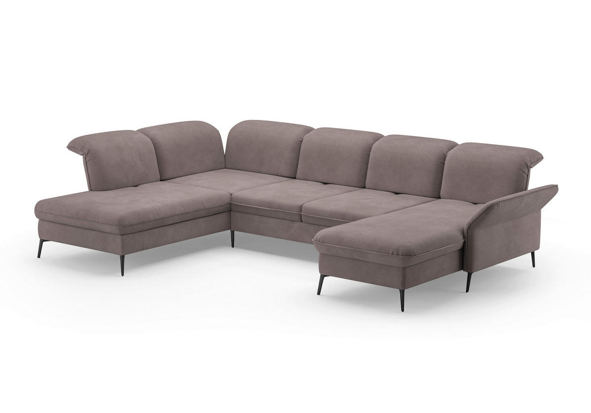 WOHNLANDSCHAFT in Flachgewebe Taupe  - Taupe/Schwarz, KONVENTIONELL, Textil/Metall (231/359/198cm) - Sit & More