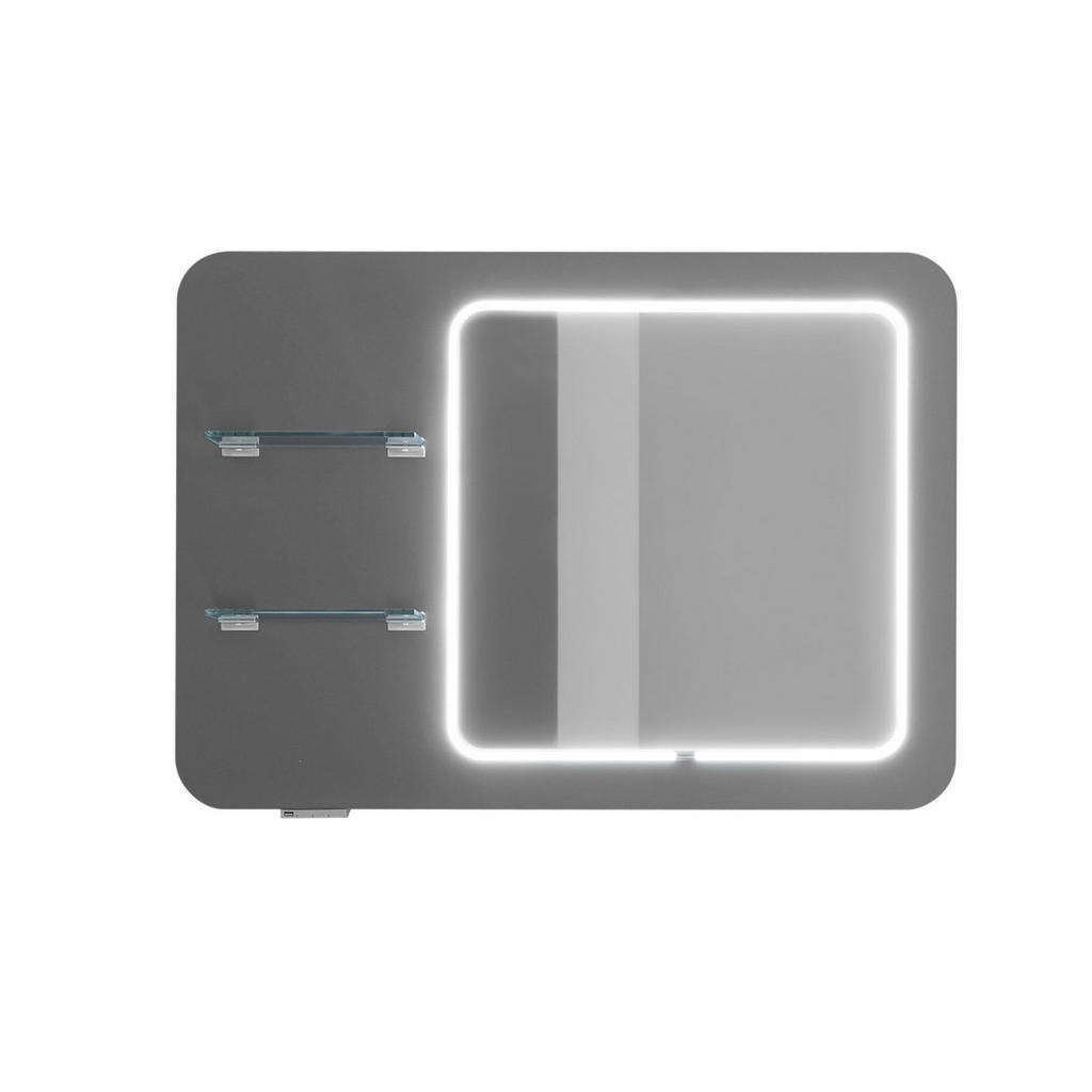 Thumbnail - Sadena Badezimmerspiegel, Grau, Glas, Holzwerkstoff, 105x75x3.2 cm, Made in Germany, Facettenschliff, Badezimmer, Badezi...