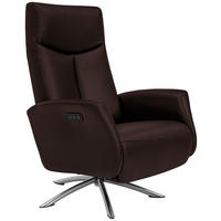 RELAXSESSEL in Leder Dunkelbraun  - Dunkelbraun/Silberfarben, Design, Leder/Metall (73/105/82cm) - Welnova
