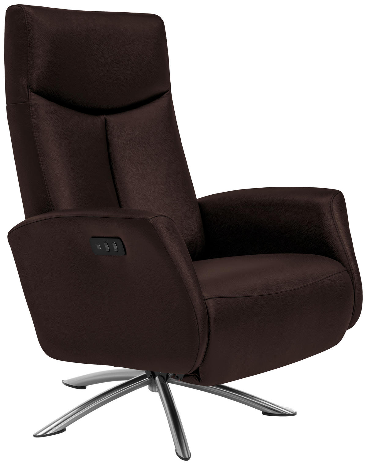 RELAXSESSEL in Leder Dunkelbraun  - Dunkelbraun/Silberfarben, Design, Leder/Metall (73/105/82cm) - Welnova