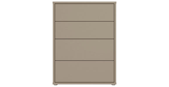 KOMMODE , 75/99/35 cm, 4 Schublade(n)  - Taupe/Silberfarben, Trend, Holzwerkstoff/Kunststoff (75/99/35cm) - Carryhome
