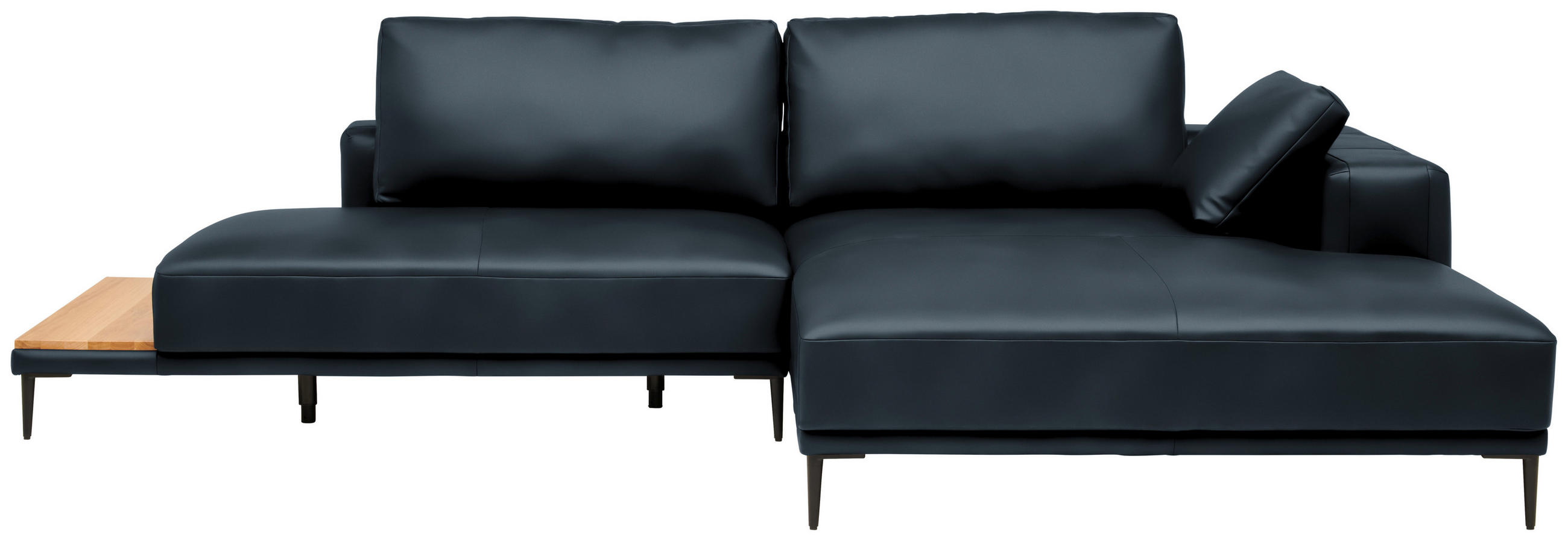 ECKSOFA Echtleder Dunkelblau  - Schwarz/Dunkelblau, Design, Leder/Metall (304/201cm) - Belluti