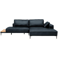 ECKSOFA Echtleder Dunkelblau  - Schwarz/Dunkelblau, Design, Leder/Metall (304/201cm) - Belluti