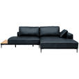 ECKSOFA  in Echtleder Dunkelblau  304/201 cm  - Schwarz/Dunkelblau, Design, Leder/Metall (304/201cm) - Belluti