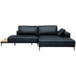 ECKSOFA  in Echtleder Dunkelblau  304/201 cm  - Schwarz/Dunkelblau, Design, Leder/Metall (304/201cm) - Belluti