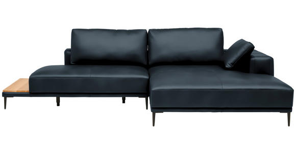 ECKSOFA  in Echtleder Dunkelblau  304/201 cm  - Schwarz/Dunkelblau, Design, Leder/Metall (304/201cm) - Belluti