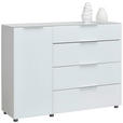SIDEBOARD in 135/101/40,5 cm - Chromfarben/Weiß Hochglanz, Basics, Glas/Holzwerkstoff (135/101/40,5cm) - Voleo