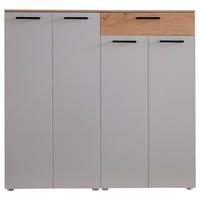SCHUHSCHRANK  in 136/126/29 cm  - Eiche Bianco/Silberfarben, Design, Holz/Holzwerkstoff (136/126/29cm) - Moderano