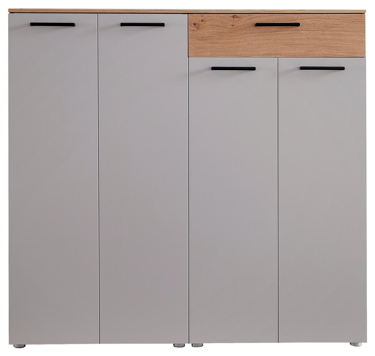 SCHUHSCHRANK  in 136/126/29 cm  - Eiche Bianco/Silberfarben, Design, Holz/Holzwerkstoff (136/126/29cm) - Moderano