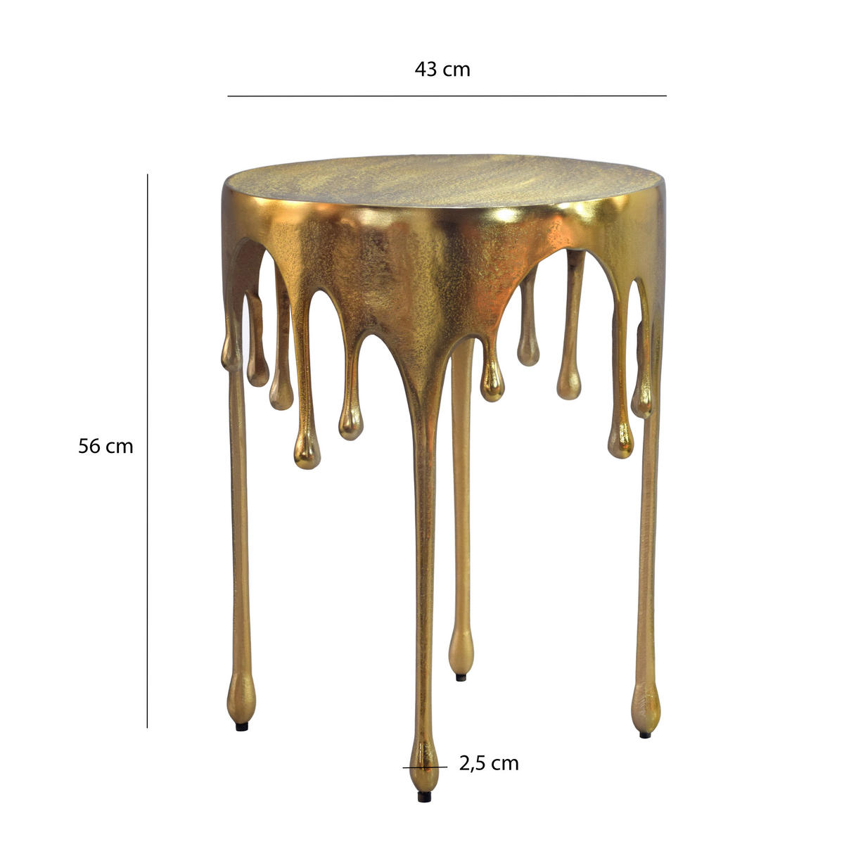 BEISTELLTISCH 43/43/56 cm Goldfarben rund  - Goldfarben, Design, Metall (43/43/56cm) - Livetastic