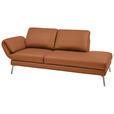 RÉCAMIERE in Echtleder Cognac  - Chromfarben/Cognac, Design, Leder/Metall (209/85-109/95-16cm) - Dieter Knoll