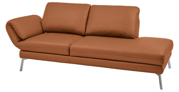 RÉCAMIERE in Echtleder Cognac - Chromfarben/Cognac, Design, Leder/Metall (209/85-109/95-16cm) - Dieter Knoll