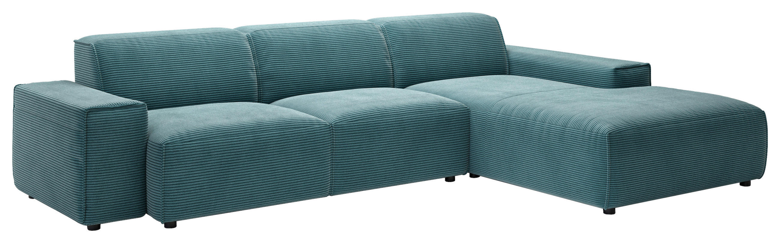 ECKSOFA in Cord Petrol  - Petrol/Schwarz, Design, Kunststoff/Textil (300/189cm) - Pure Home Lifestyle
