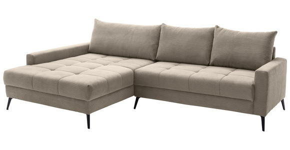 ECKSOFA  in Cord Taupe  173/280 cm  - Taupe/Schwarz, KONVENTIONELL, Textil/Metall (173/280cm) - Hom`in
