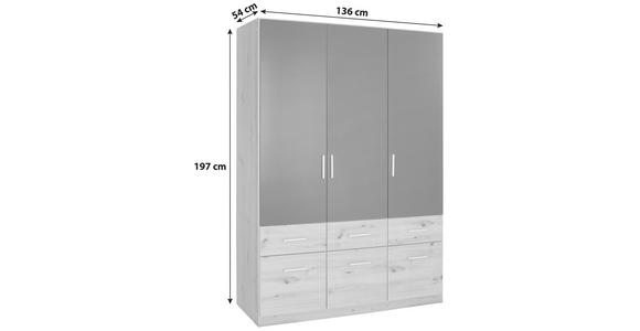KLEIDERSCHRANK in Dunkelgrau, Eiche Artisan - Dunkelgrau/Silberfarben, Design, Holzwerkstoff/Kunststoff (136/197/54cm) - Carryhome
