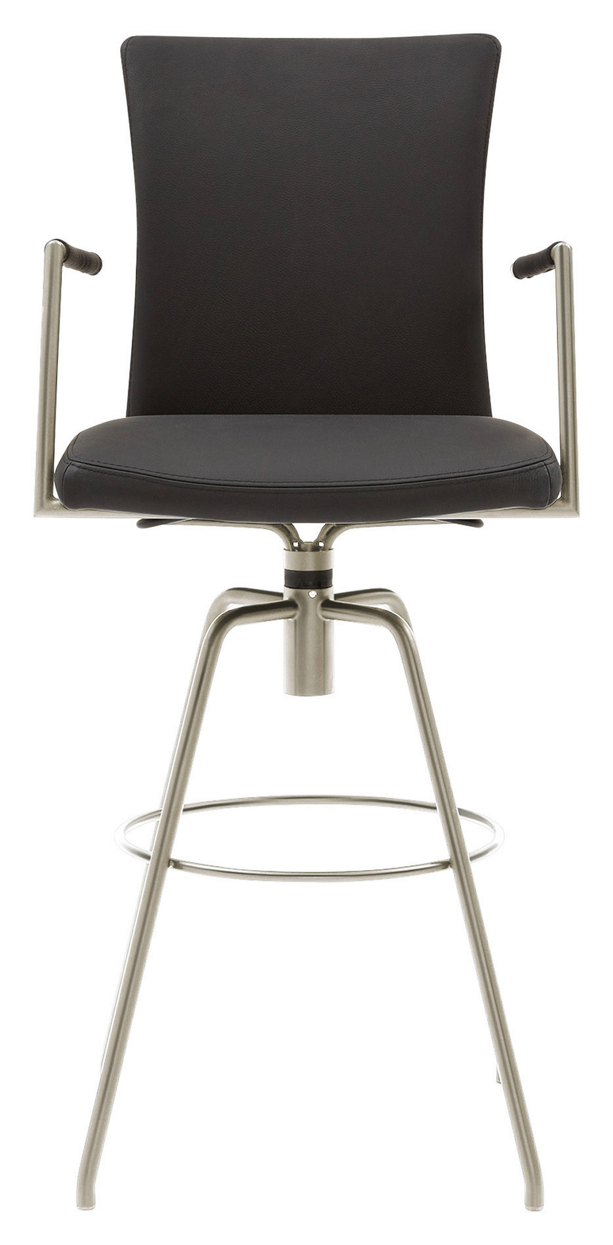 BARHOCKER Echtleder Schwarz Lederauswahl, Stoffauswahl, Typenauswahl, automatische Rückholfunktion  - Schwarz, Design, Leder/Metall (55/114/58cm) - Musterring