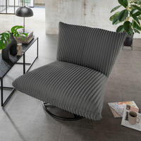 RELAXSESSEL Crermona Cord Rücken echt    - Anthrazit/Schwarz, Design, Textil/Metall (100/78/96cm) - Livetastic