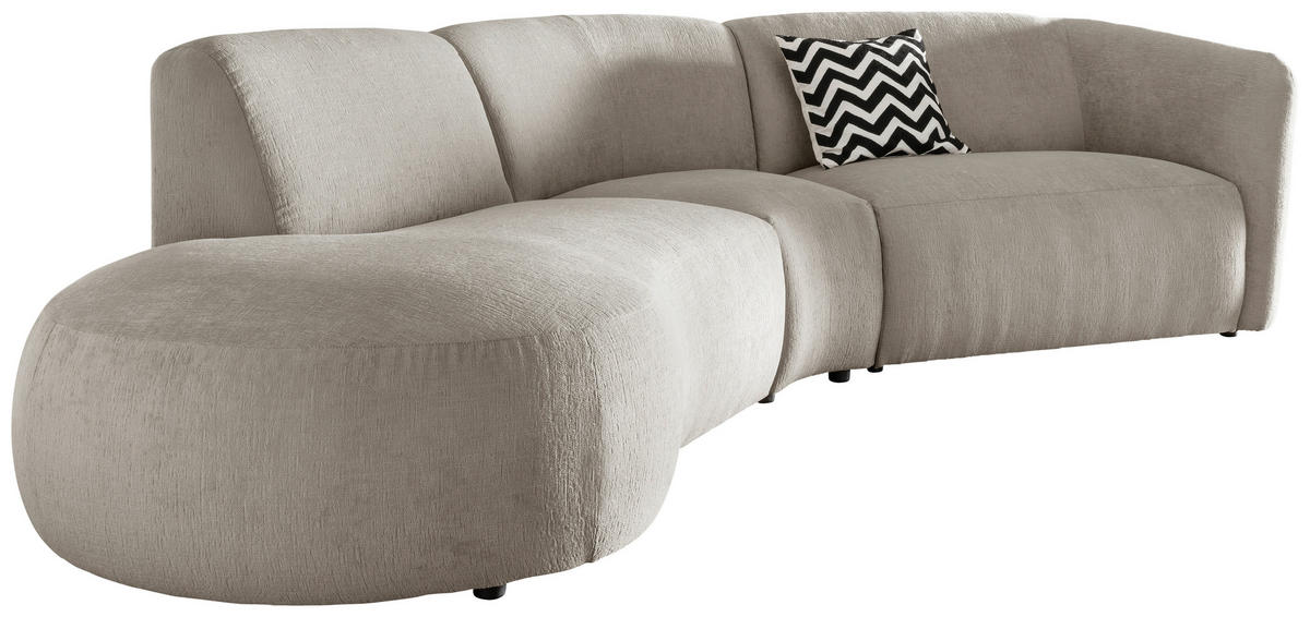 ECKSOFA in Mikrofaser Taupe  - Taupe/Schwarz, Modern, Kunststoff/Textil (182/276cm) - Livetastic