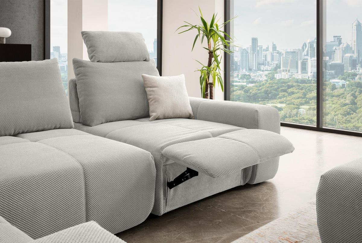 ECKSOFA in Velours Greige  - Greige/Schwarz, Design, Kunststoff/Textil (236/326cm) - Xora