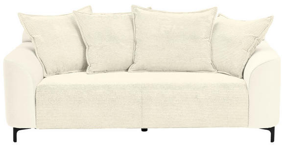 2-SITZER-SOFA in Cord, Velours Creme  - Creme/Schwarz, KONVENTIONELL, Textil/Metall (175/84/99cm) - Carryhome