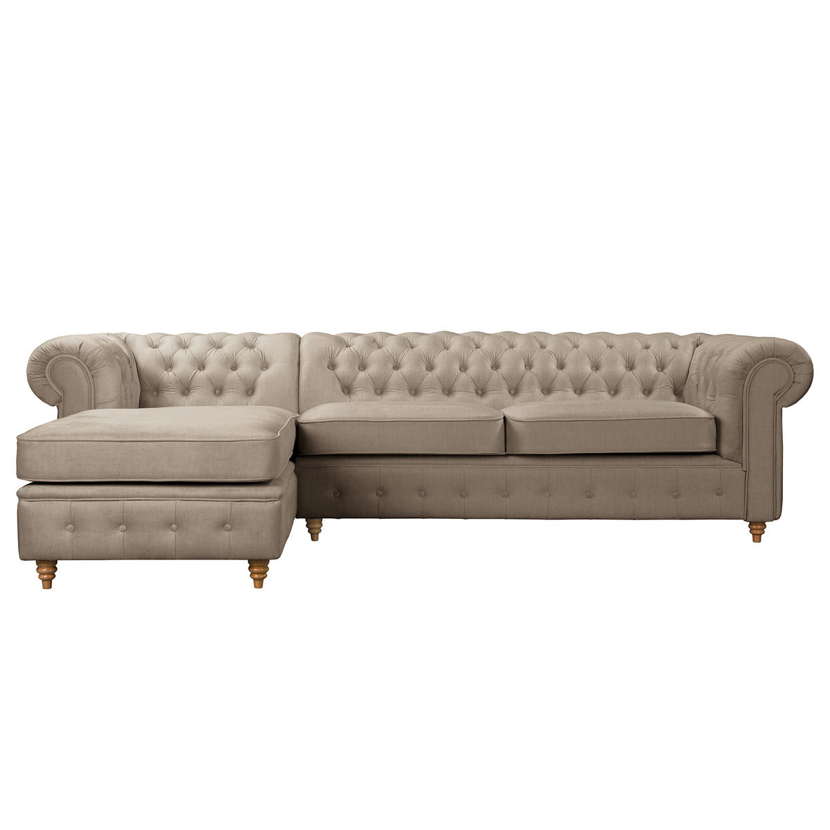 ECKSOFA Laura Taupe Mikrofaser  - Taupe/Creme, Design, Holz/Textil (182/284cm) - P & B