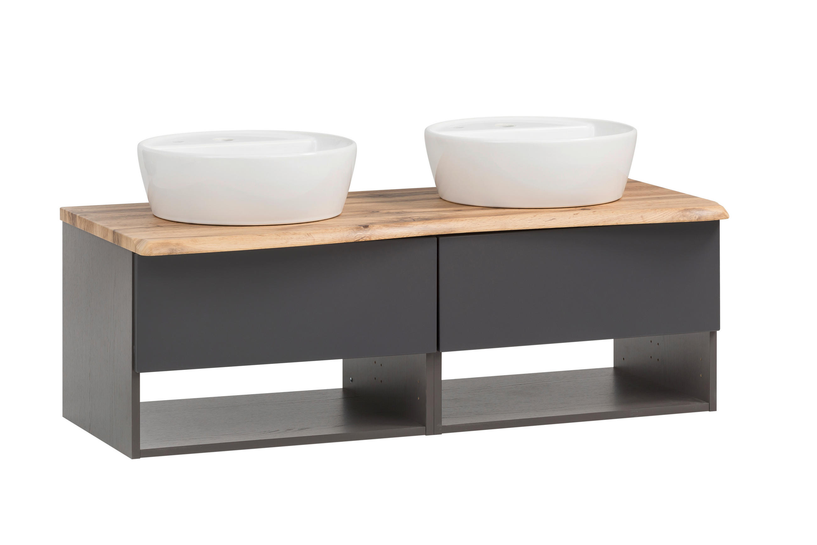 WASCHTISCHKOMBI 121 cm  - Graphitfarben/Weiß, Natur, Keramik/Holzwerkstoff (121cm) - Xora