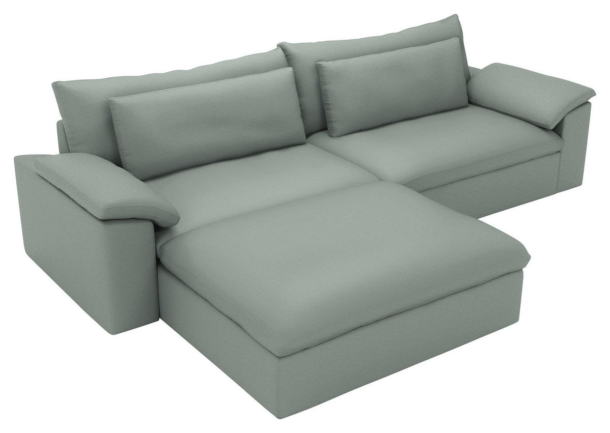 ECKSOFA  Chenille Hellgrau  - Hellgrau/Schwarz, Modern, Kunststoff/Textil (198/306cm) - Carryhome