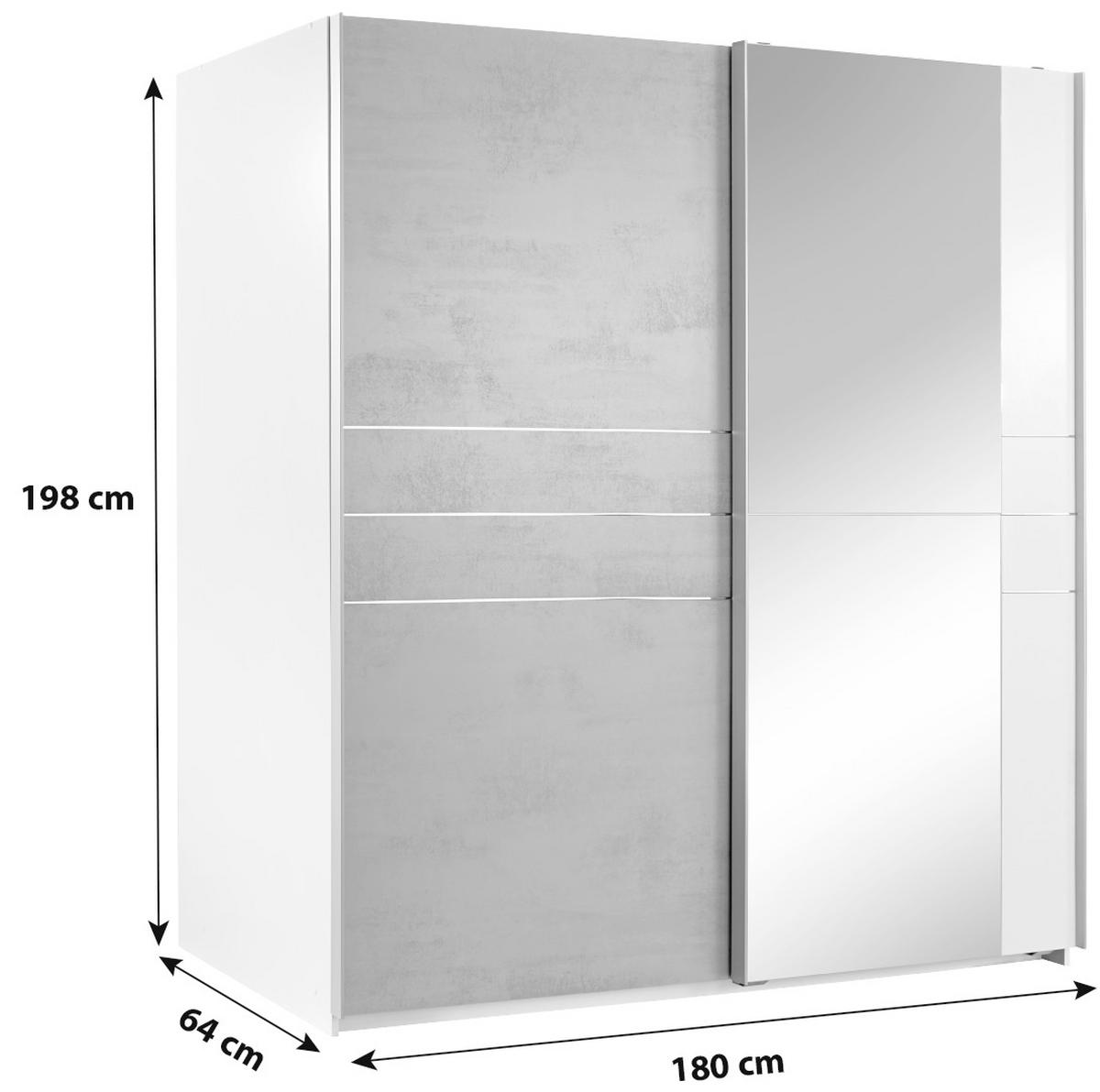  SCHIEBETÜRENSCHRANK 180/198/64 cm 2-türig  - Schwarz/Graphitfarben, Modern, Holz/Holzwerkstoff (180/198/64cm) - MID.YOU