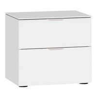 NACHTKÄSTCHEN 45/42/43 cm  in Weiß  - Edelstahlfarben/Schwarz, Design, Glas/Holzwerkstoff (45/42/43cm) - Jutzler