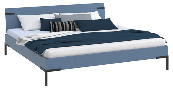 BETT 200/200 cm,  in Blau  - Blau/Schwarz, Design, Metall (200/200cm) - Xora