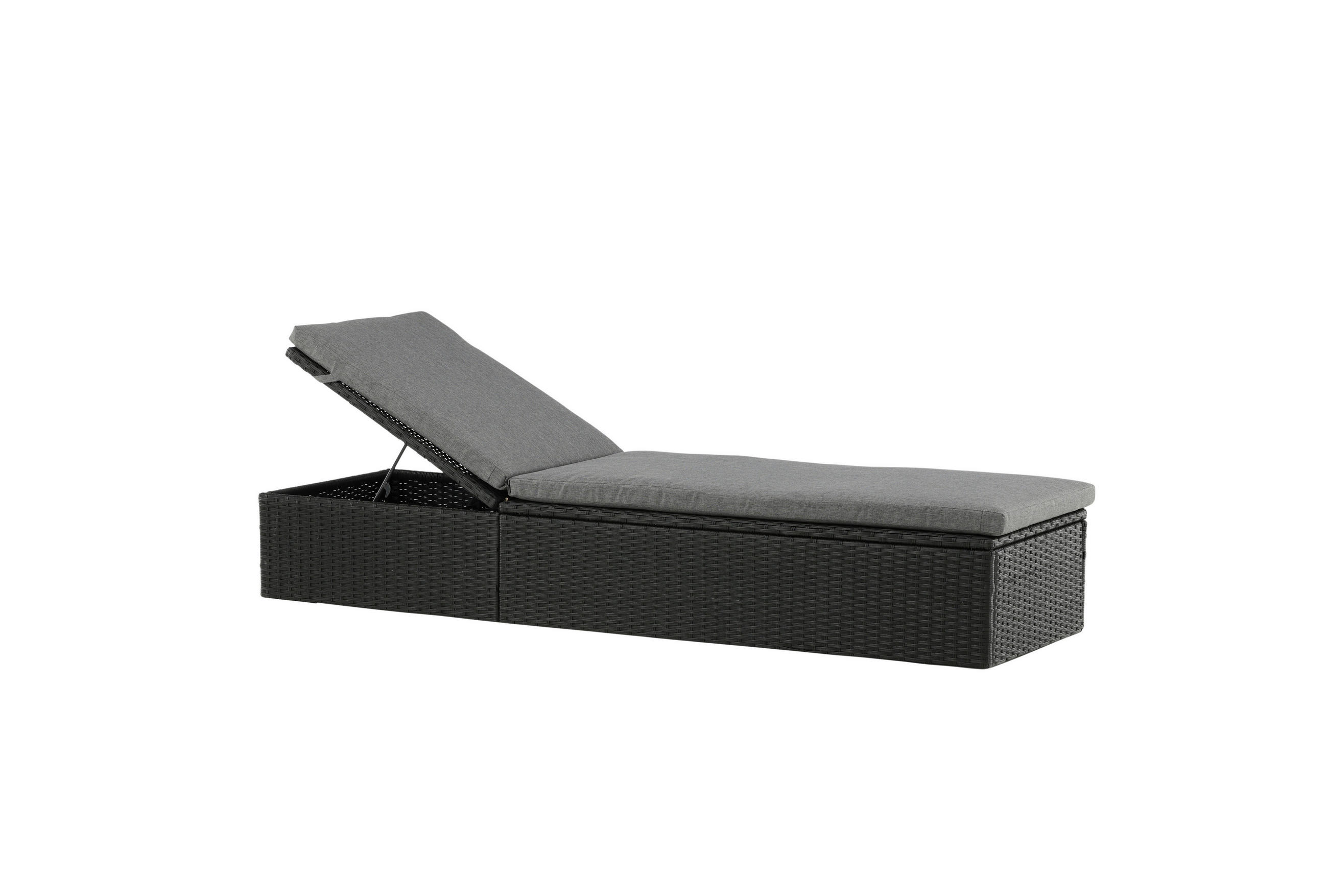 SONNENLIEGE 60.5/37.5/198 cm  - Schwarz/Grau, KONVENTIONELL, Kunststoff/Textil (60.5/37.5/198cm) - Gardenson