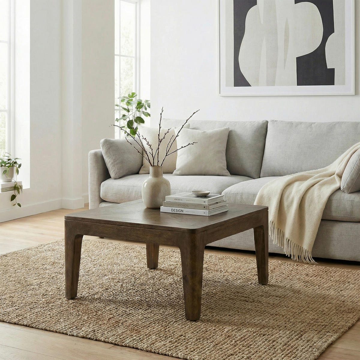 COUCHTISCH Mangoholz massiv 60/60/32 cm quadratisch Naturfarben  - Naturfarben, Design, Holz (60/60/32cm) - Livetastic