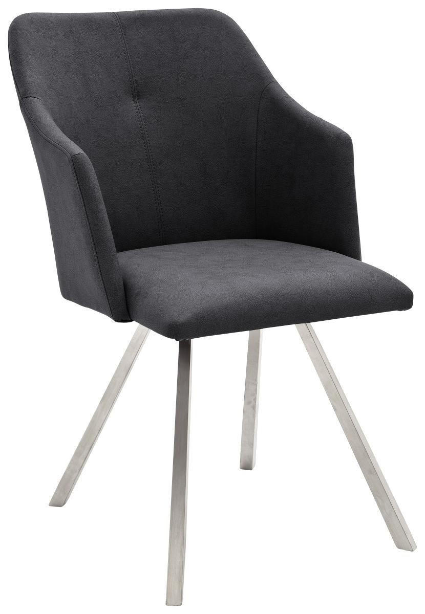 ARMLEHNSTUHL  in Edelstahl Lederlook  - Edelstahlfarben/Anthrazit, Design, Textil/Metall (54/88/62cm) - Novel