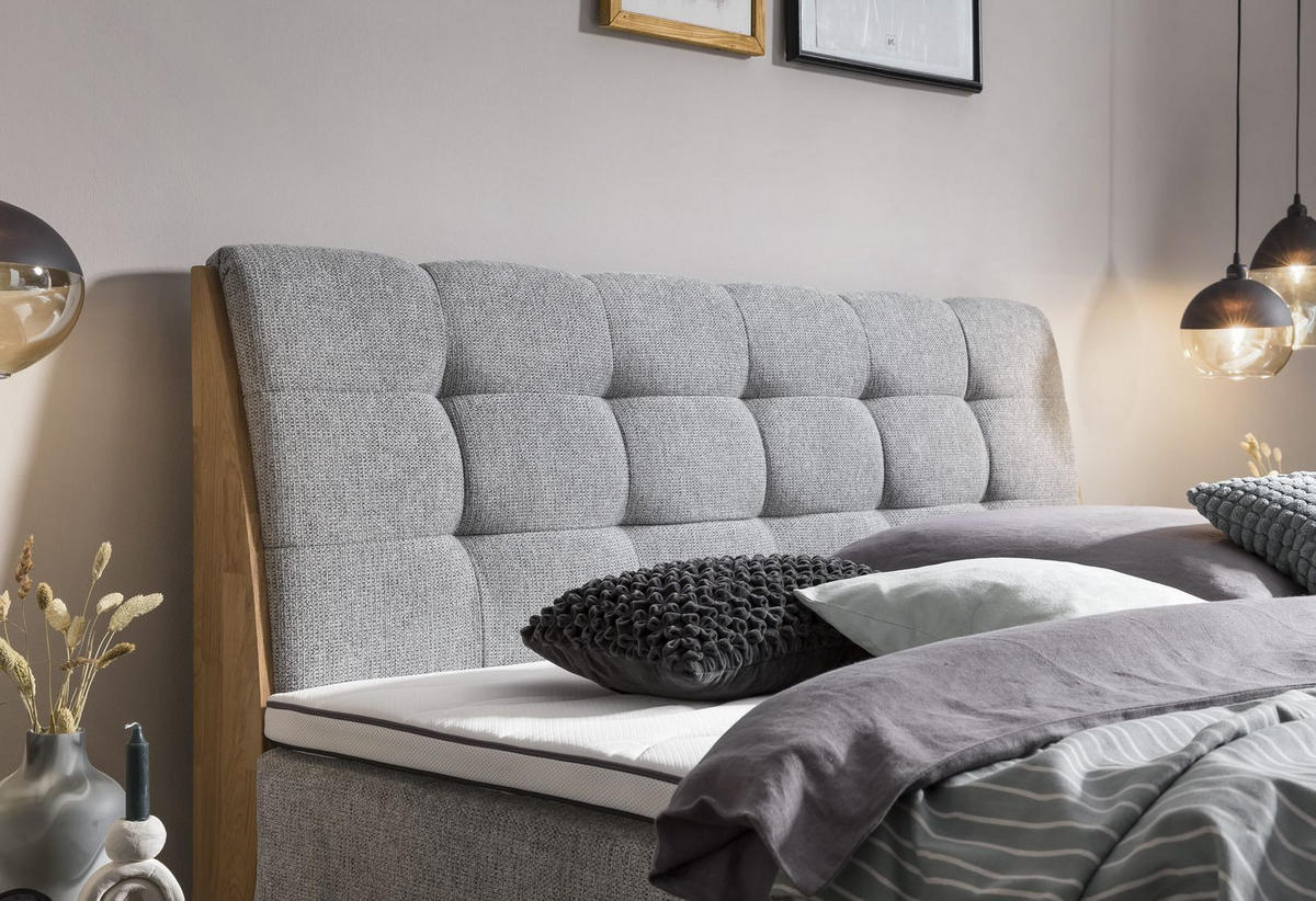 BOXSPRING KREVET 180/200 cm     siva  - siva/prirodna boja, Konvencionalno, tekstil/drvo (180/200cm) - Venda