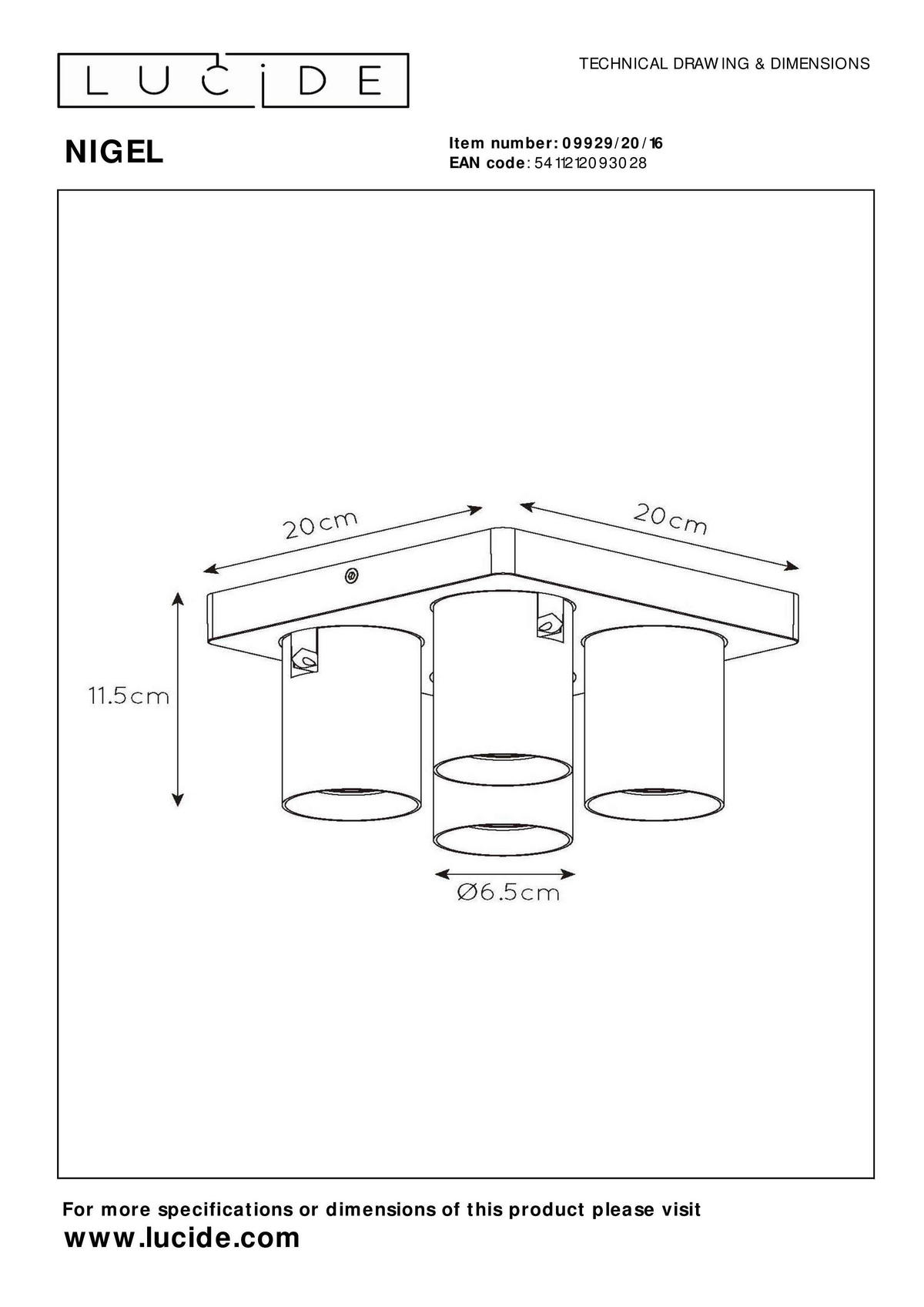 LED-STRAHLER Nigel 20/20/11.5 cm   - Anthrazit/Schwarz, KONVENTIONELL, Metall (20/20/11.5cm) - Lucide
