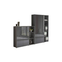 AKTENSCHRANK Anthrazit  - Anthrazit/Anthrazit Hochglanz, MODERN, Holzwerkstoff (128,5/185,6/33cm) - MID.YOU
