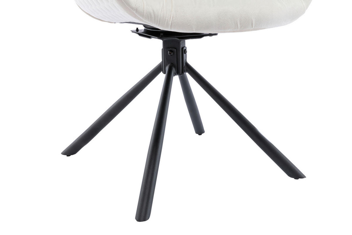 ARMLEHNSTUHL  in Samt  - Creme/Schwarz, MODERN, Textil/Metall (64/82/63cm) - Livetastic