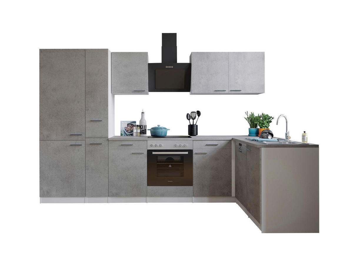 ECKKÜCHE 310/172 cm  in Grau, Weiß  - Edelstahlfarben/Weiß, Basics, Holzwerkstoff/Metall (310/172cm) - Respekta