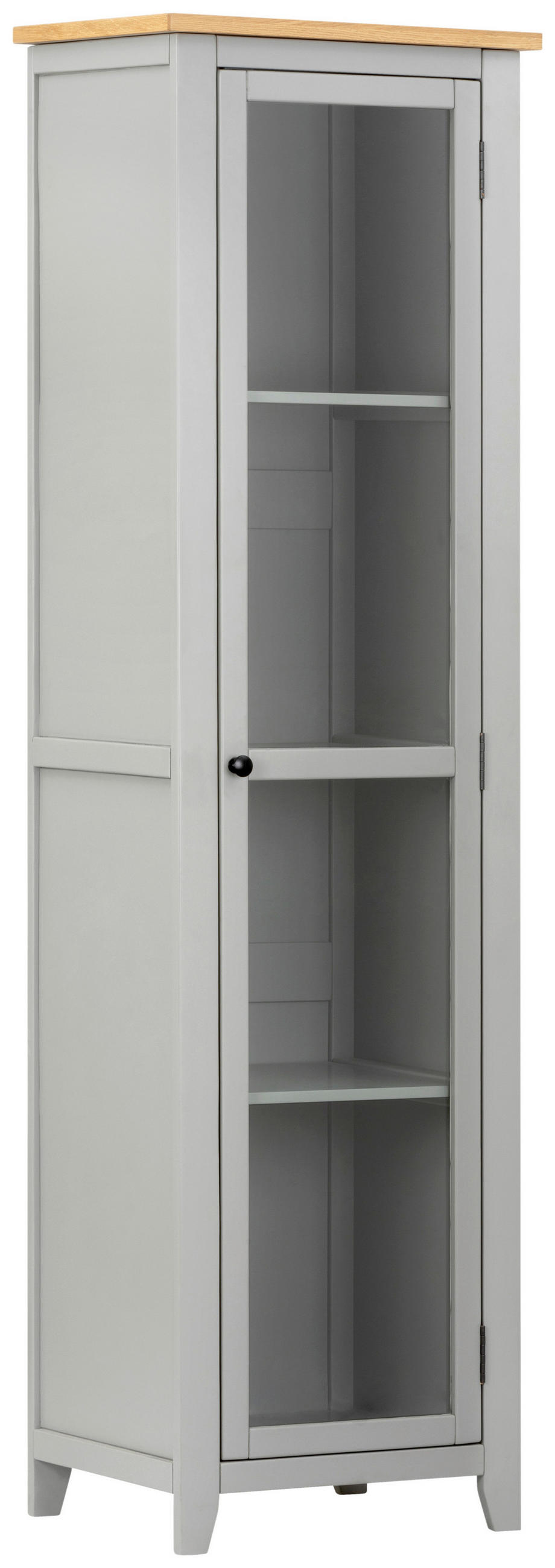 MID.YOU VITRÍNA, dub, borovice, šedá, čiré, přírodní barvy, 56/200/43 cm
