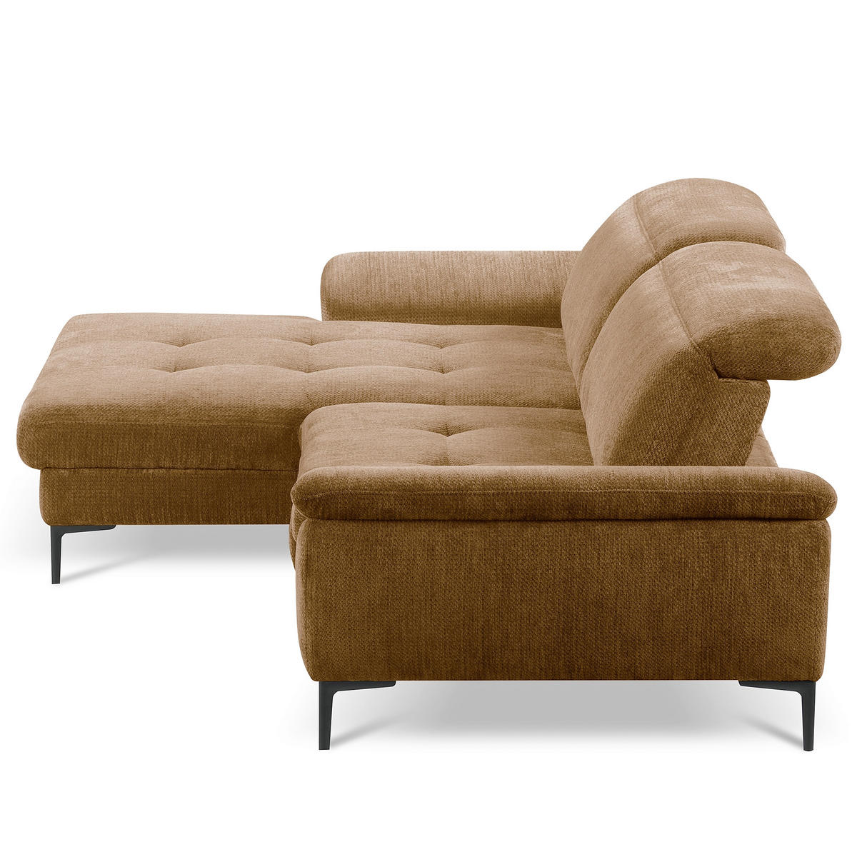 ECKSOFA  Webstoff Rostfarben  - Rostfarben/Schwarz, Design, Textil/Metall (195/268cm) - Livetastic
