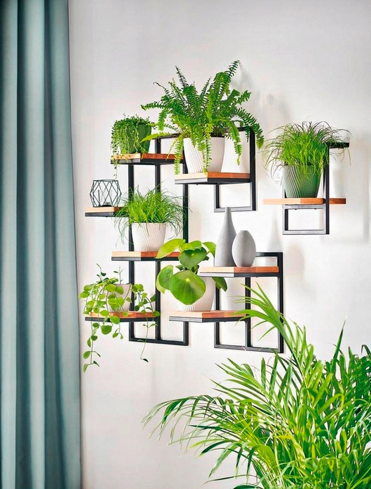 WANDREGAL  - Schwarz, Design, Holz/Metall (38.5/20/79.5cm)