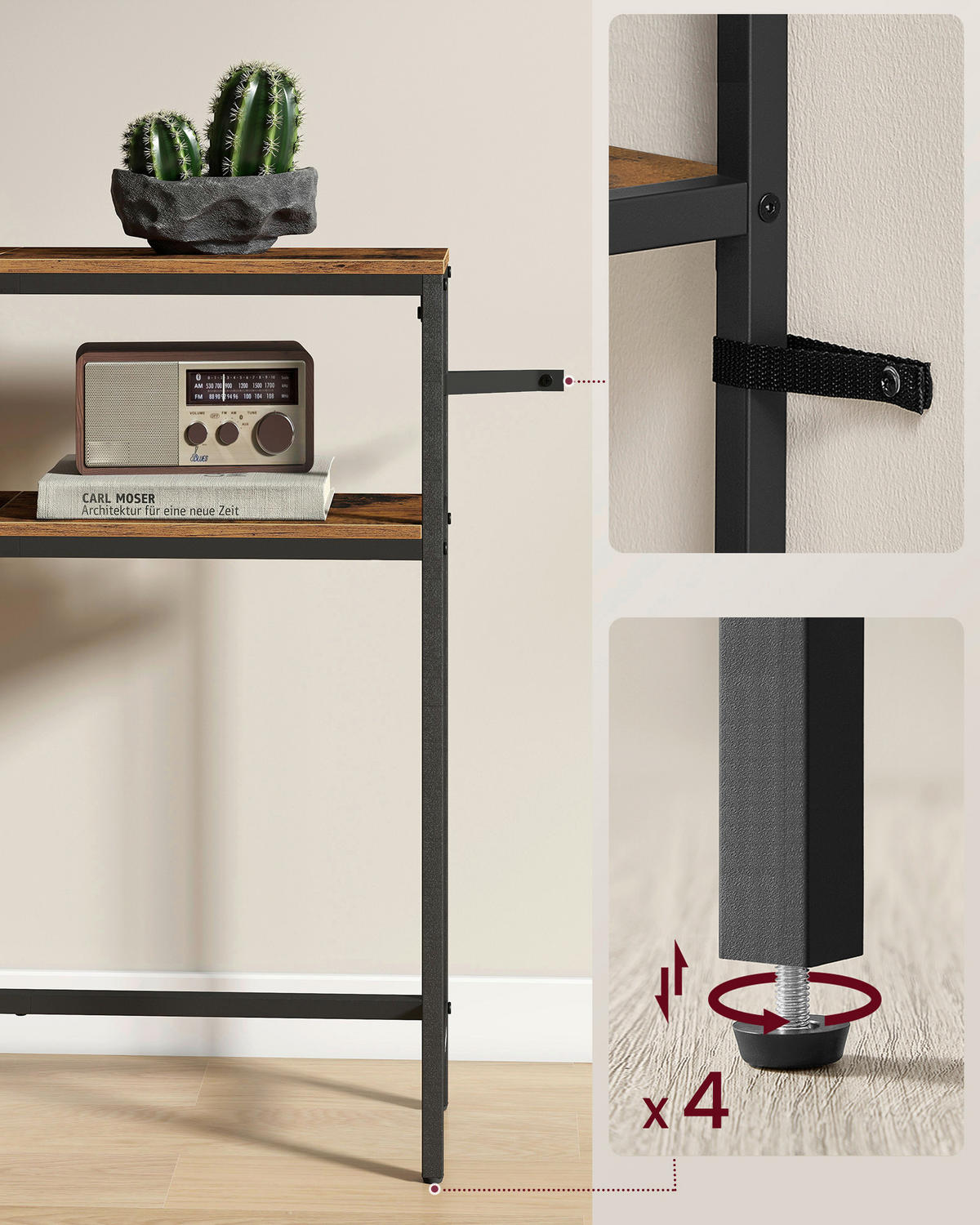 KONSOLENTISCH Schwarz, Dunkelbraun  - Dunkelbraun/Schwarz, Trend, Holzwerkstoff/Metall (80/20/80cm) - Boxxx