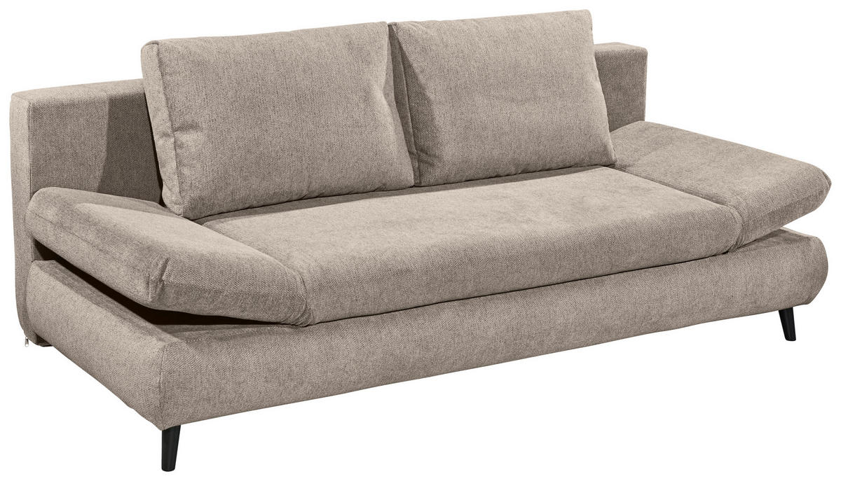 SCHLAFSOFA  mit Schlafen auf Sitzhöhe, Rücken echt Mikrofaser Beige  - Beige/Schwarz, KONVENTIONELL, Kunststoff/Textil (212/88/101cm) - MID.YOU