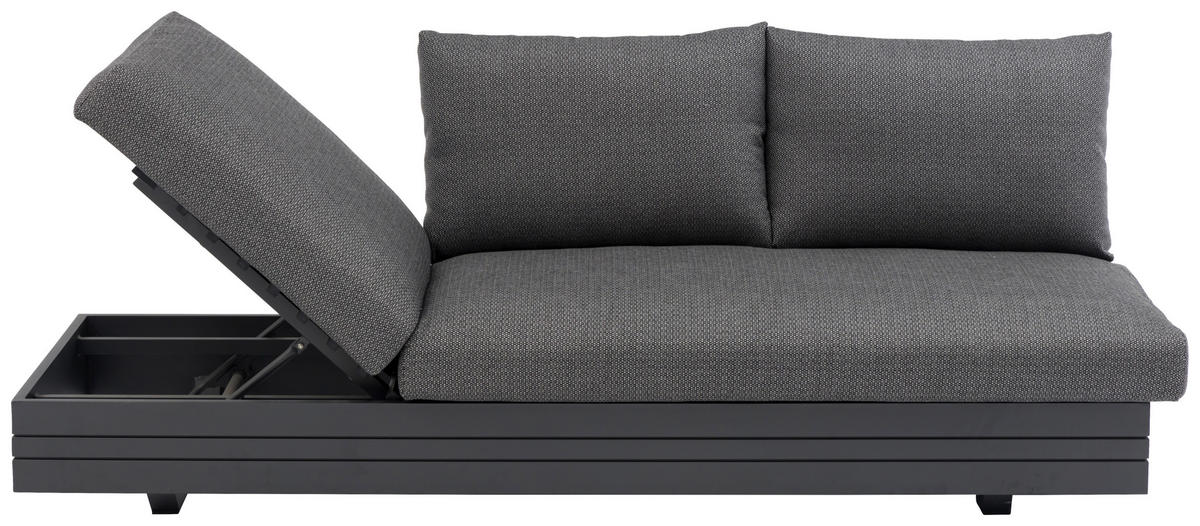 LOUNGESOFA  - Dunkelgrau/Graphitfarben, Design, Textil/Metall (198/40/74/81cm) - Zebra 