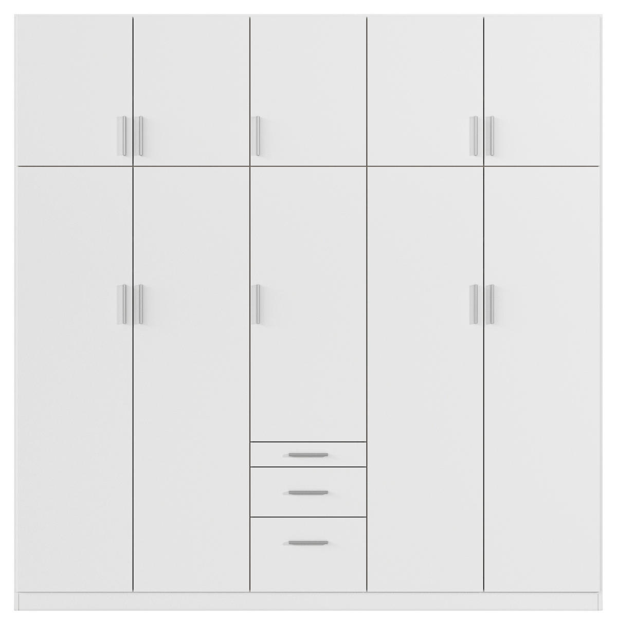 DREHTÜRENSCHRANK in Weiss  - Weiss/Alufarben, Design, Holzwerkstoff/Kunststoff (226/229/54cm) - Rauch Möbel