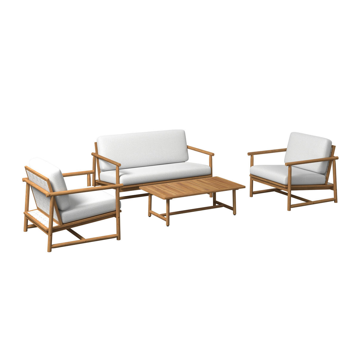 GARTENSET 4-teilig Webstoff Akaziemassiv 4-teilig  - Beige/Akaziefarben, Design, Holz/Textil (81/71/84cm) - Ambia Garden