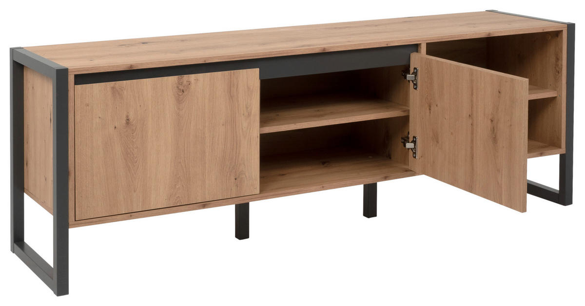 KOMODA POD TELEVIZI, antracitová, barvy dubu, 160/55/40 cm - barvy dubu/antracitová, Moderní, kompozitní dřevo (160/55/40cm) - MID.YOU