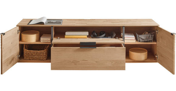 LOWBOARD  192/52/44 cm 1 Schublade(n) stehend, hängend  - Eichefarben/Anthrazit, Natur, Holz/Metall (192/52/44cm) - Valnatura