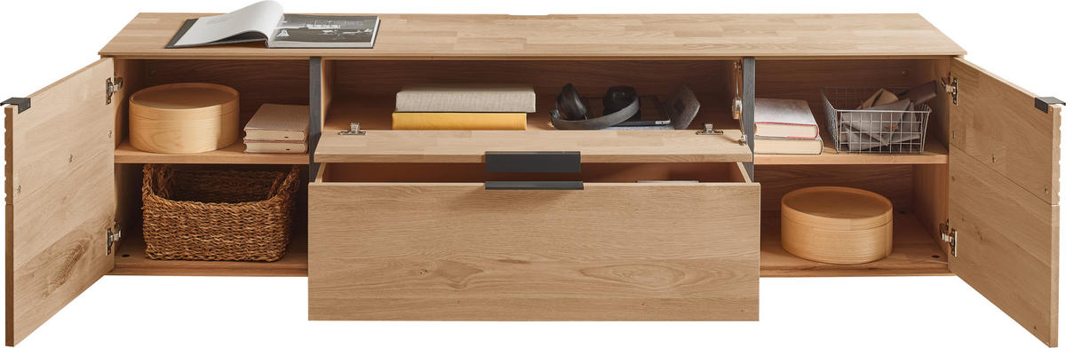 LOWBOARD  192/52/44 cm 1 Schublade(n) stehend, hängend  - Eichefarben/Anthrazit, Natur, Holz/Metall (192/52/44cm) - Valnatura